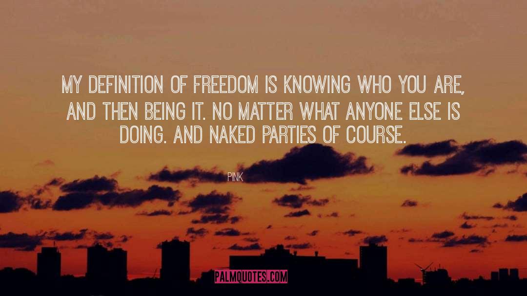 Pink Quotes: My definition of freedom is