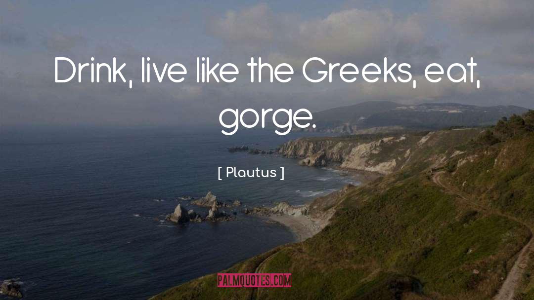 Plautus Quotes: Drink, live like the Greeks,