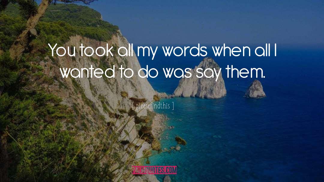 Pleasefindthis Quotes: You took all my words