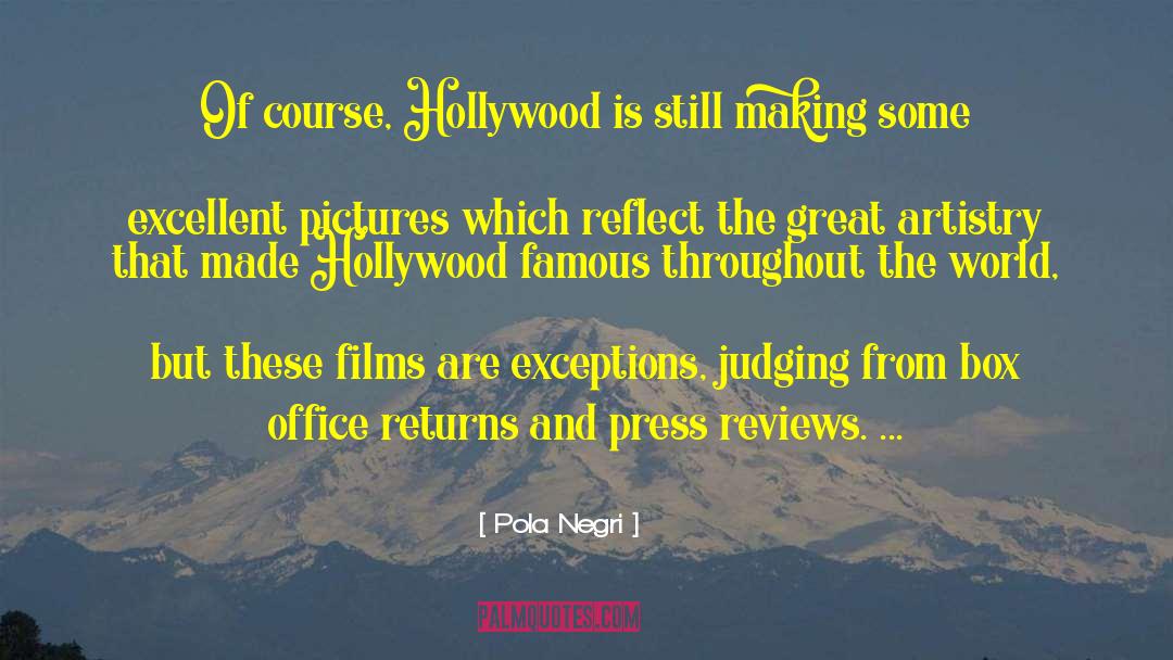 Pola Negri Quotes: Of course, Hollywood is still