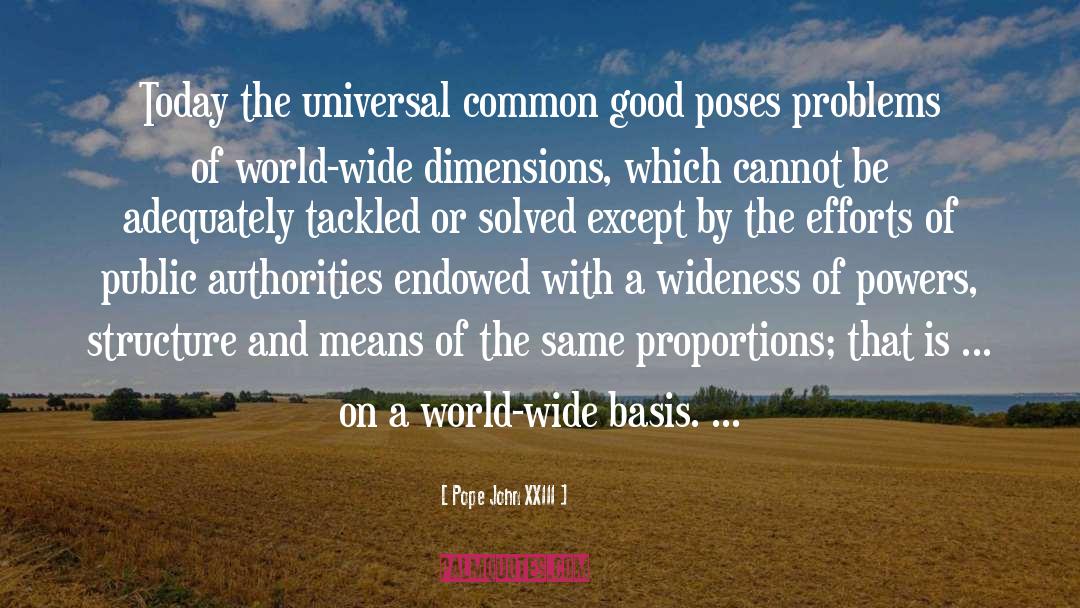 Pope John XXIII Quotes: Today the universal common good