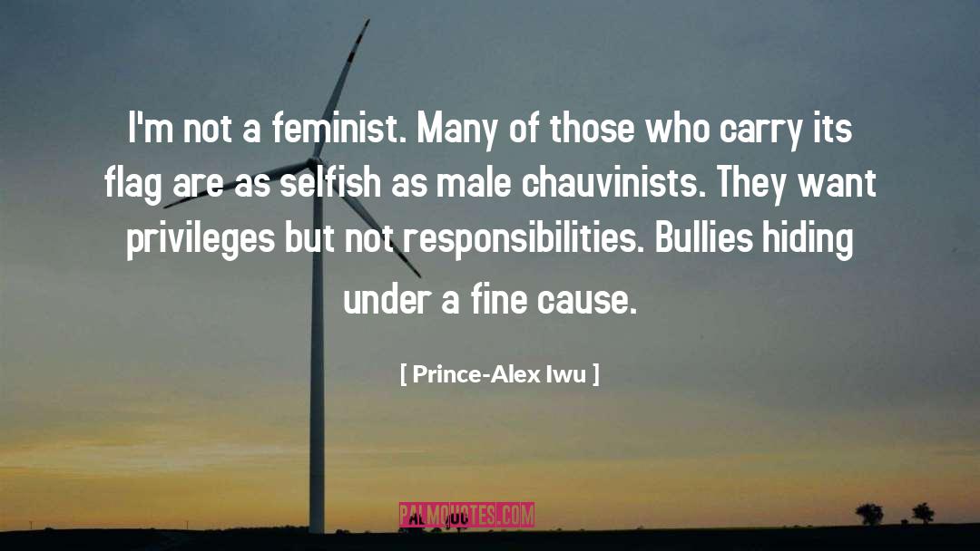 Prince-Alex Iwu Quotes: I'm not a feminist. Many
