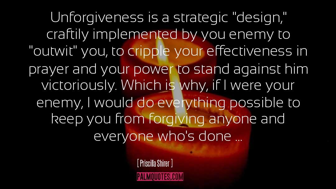 Priscilla Shirer Quotes: Unforgiveness is a strategic 