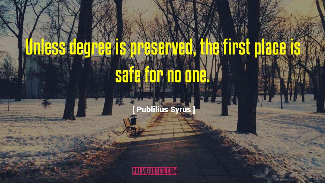 Publilius Syrus Quotes: Unless degree is preserved, the