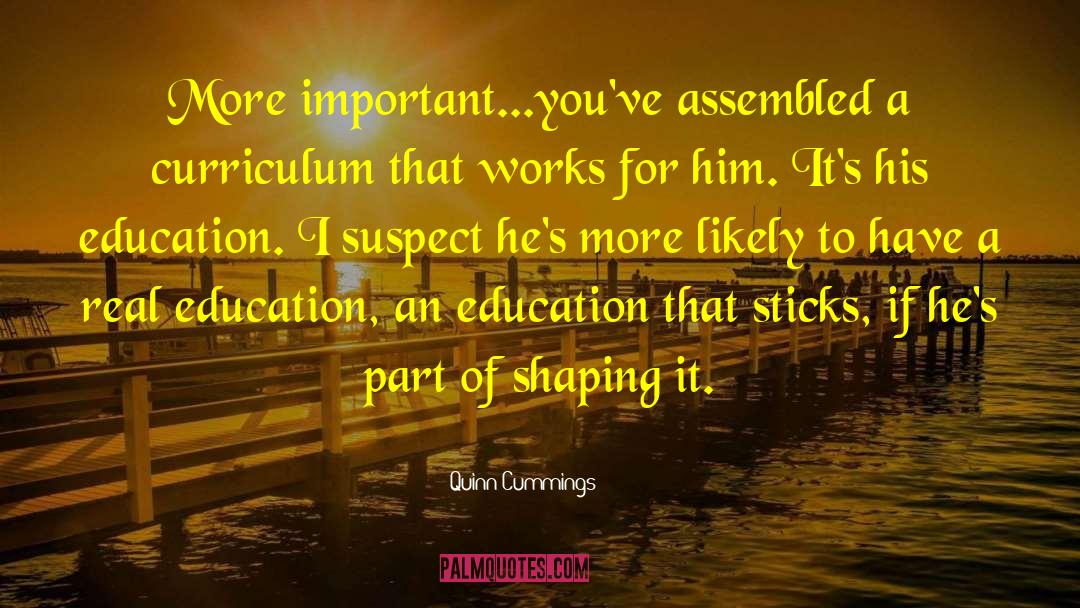Quinn Cummings Quotes: More important...you've assembled a curriculum