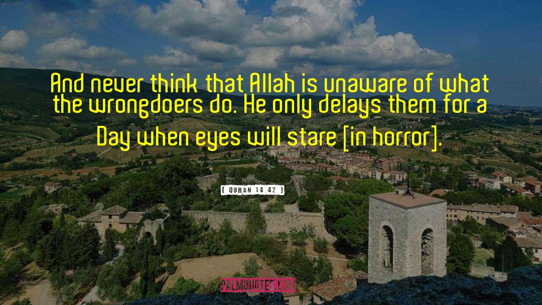 Quran 14 42 Quotes: And never think that Allah