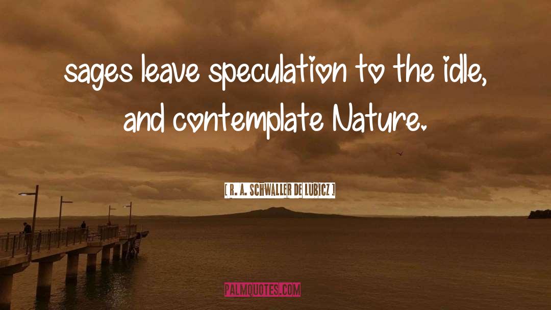 R. A. Schwaller De Lubicz Quotes: sages leave speculation to the