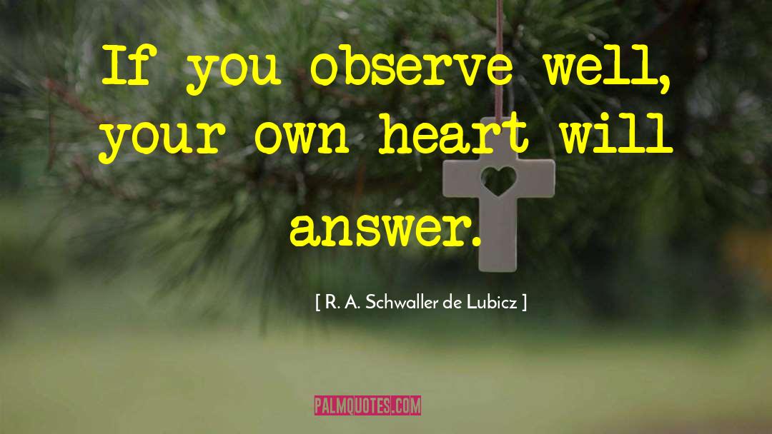 R. A. Schwaller De Lubicz Quotes: If you observe well, your