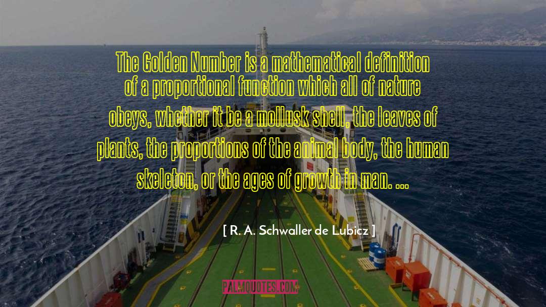 R. A. Schwaller De Lubicz Quotes: The Golden Number is a