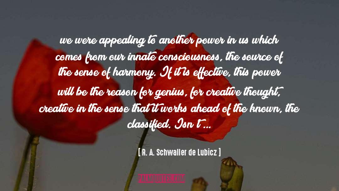 R. A. Schwaller De Lubicz Quotes: we were appealing to another
