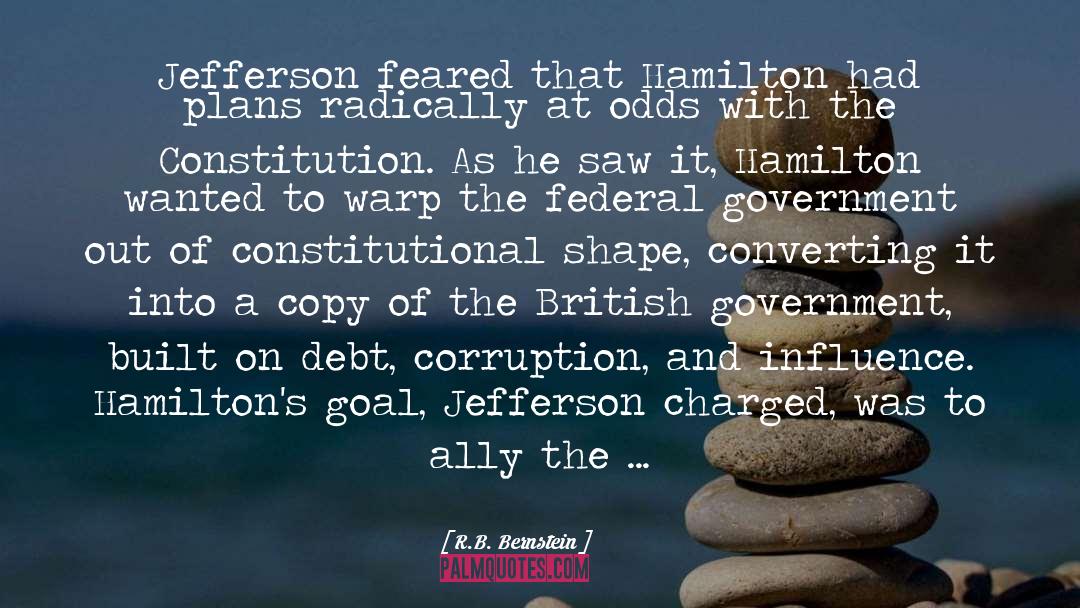 R.B. Bernstein Quotes: Jefferson feared that Hamilton had
