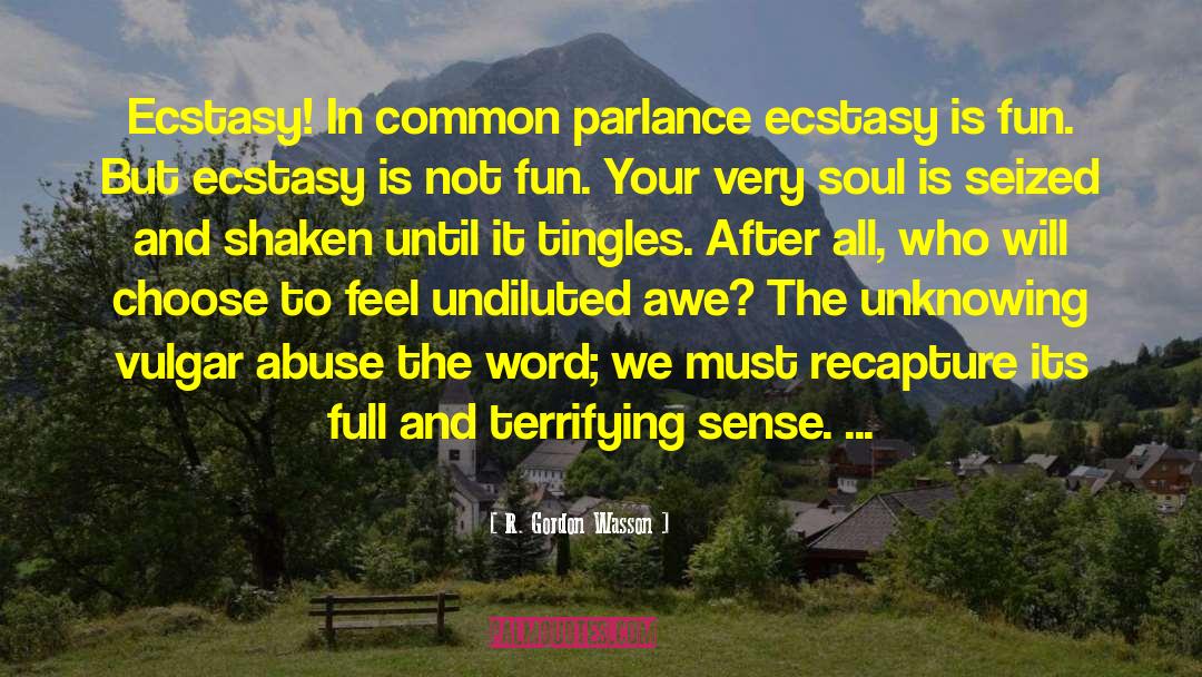 R. Gordon Wasson Quotes: Ecstasy! In common parlance ecstasy