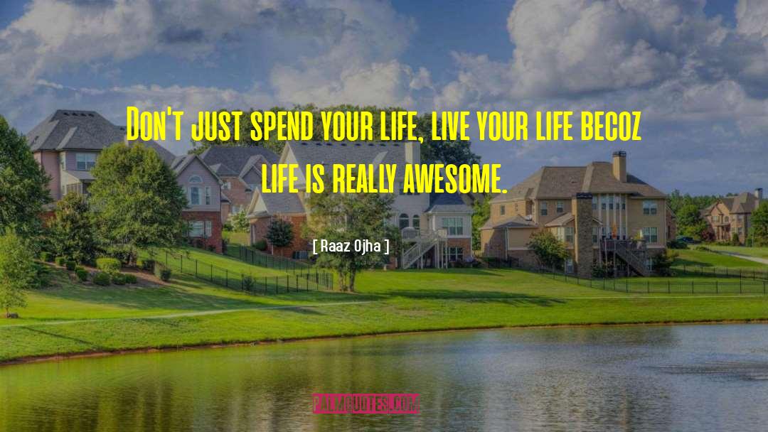 Raaz Ojha Quotes: Don't just spend your life,