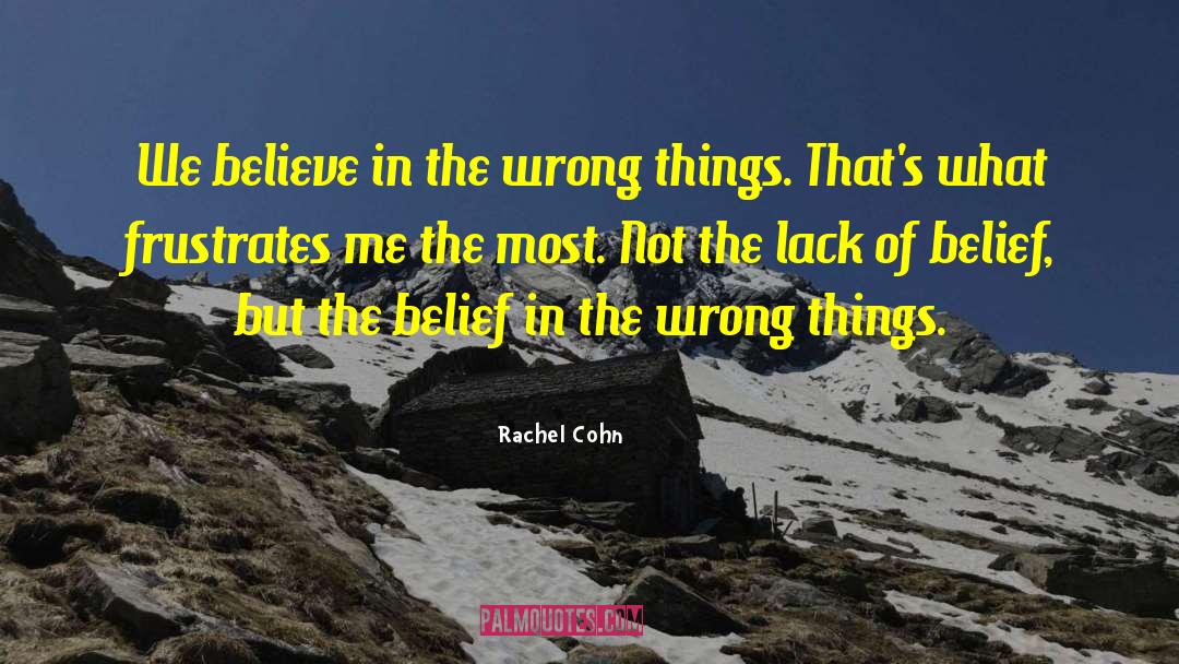 Rachel Cohn Quotes: We believe in the wrong
