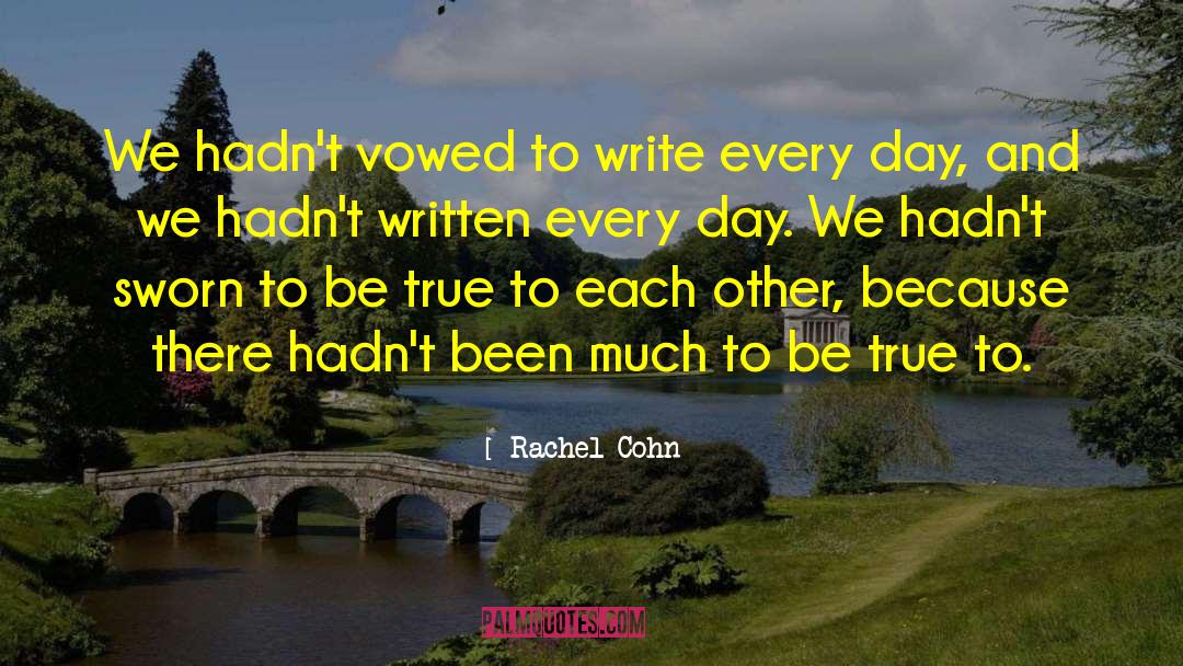 Rachel Cohn Quotes: We hadn't vowed to write