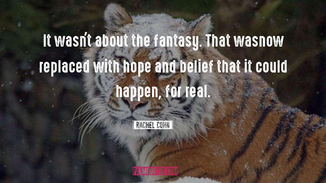Rachel Cohn Quotes: It wasn't about the fantasy.