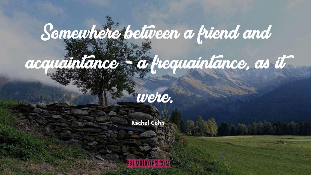 Rachel Cohn Quotes: Somewhere between a friend and