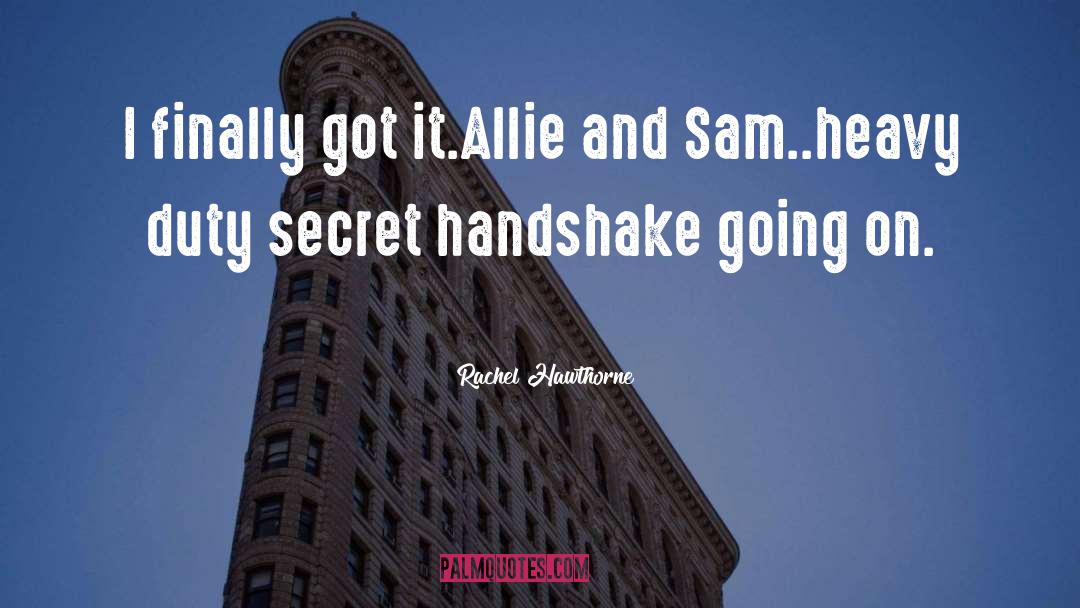 Rachel Hawthorne Quotes: I finally got it.Allie and