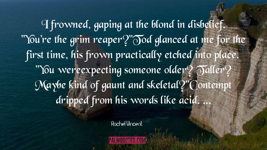 Rachel Vincent Quotes: I frowned, gaping at the