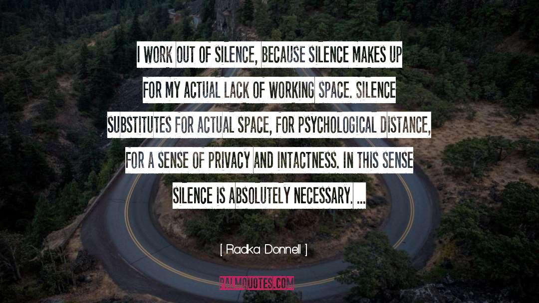 Radka Donnell Quotes: I work out of silence,