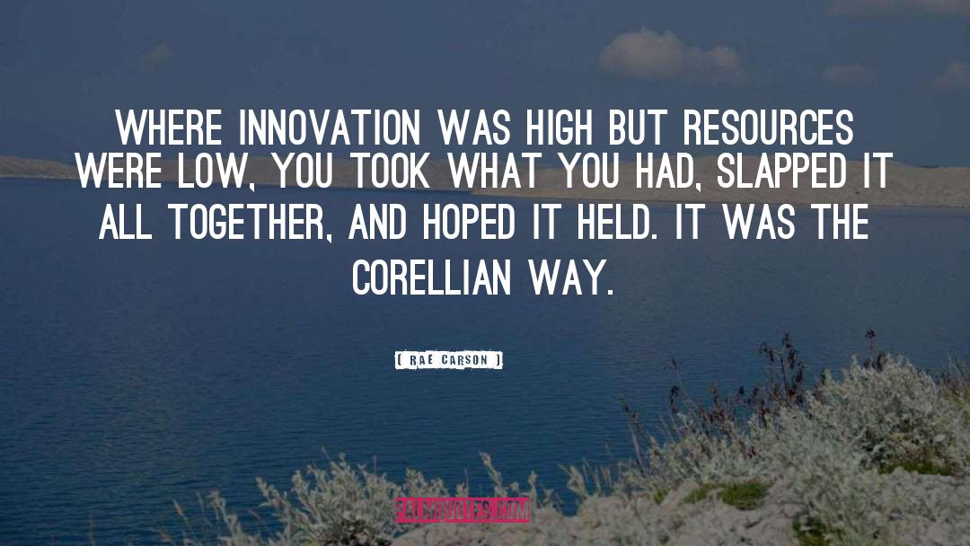 Rae Carson Quotes: Where innovation was high but