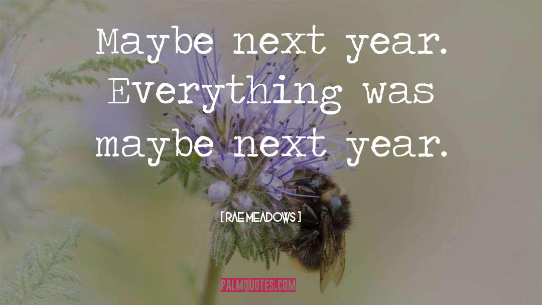 Rae Meadows Quotes: Maybe next year. Everything was