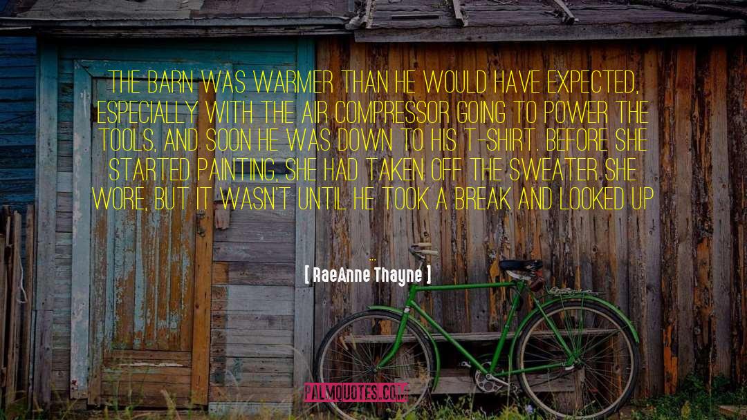 RaeAnne Thayne Quotes: The barn was warmer than