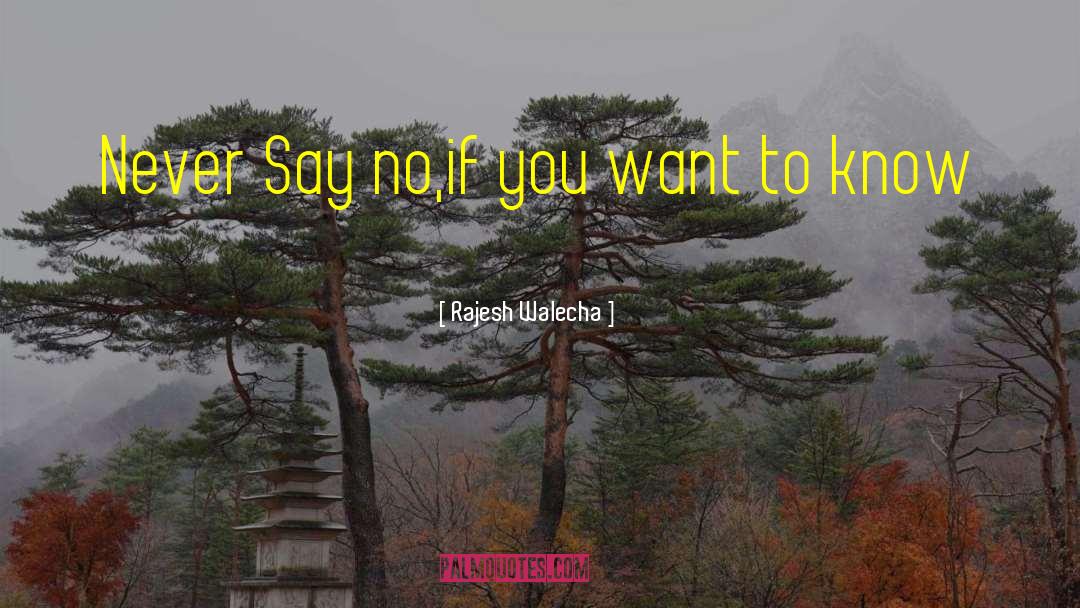 Rajesh Walecha Quotes: Never Say no,if you want