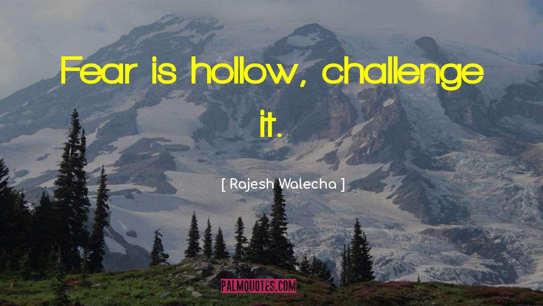 Rajesh Walecha Quotes: Fear is hollow, challenge it.