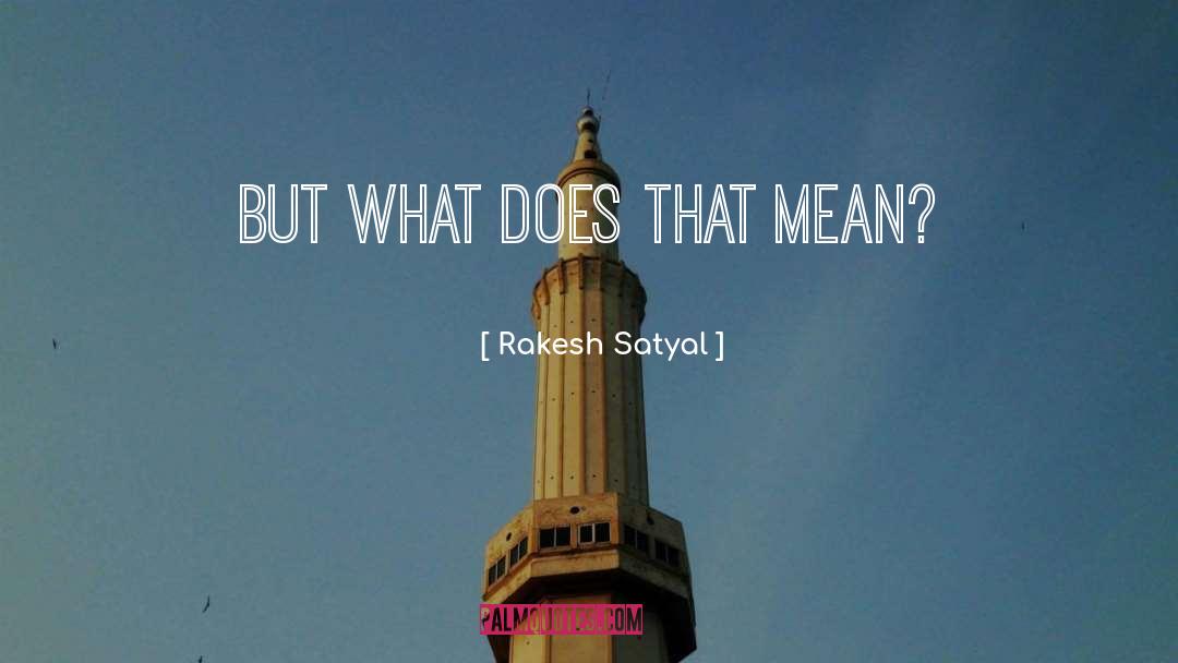 Rakesh Satyal Quotes: But what does that mean?