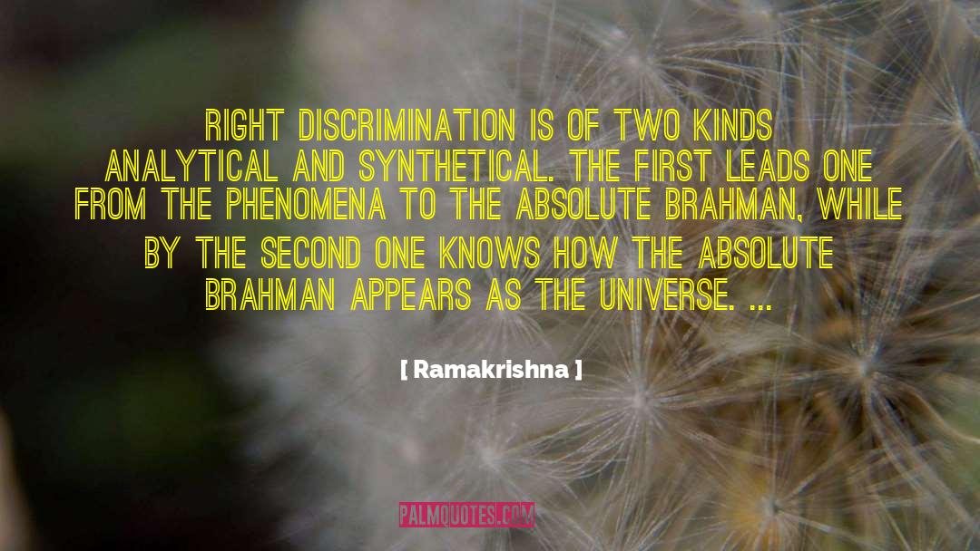 Ramakrishna Quotes: Right discrimination is of two