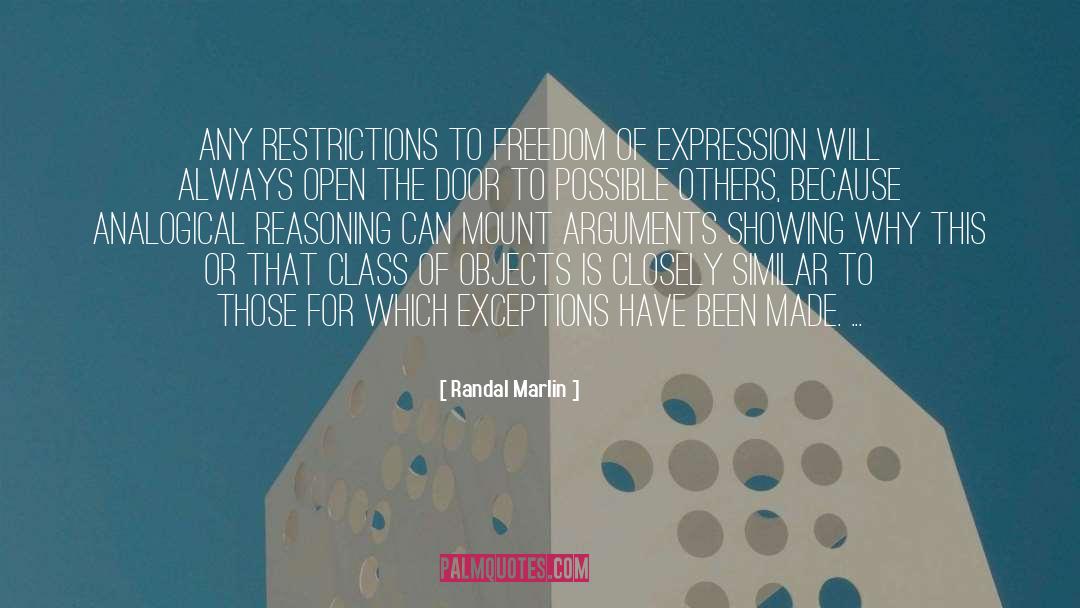 Randal Marlin Quotes: Any restrictions to freedom of