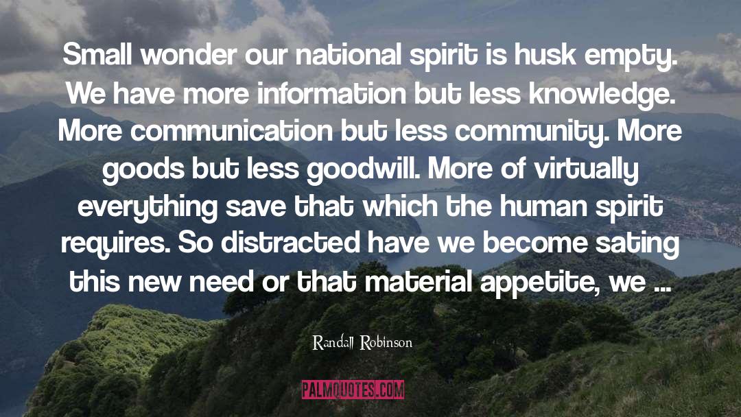 Randall Robinson Quotes: Small wonder our national spirit