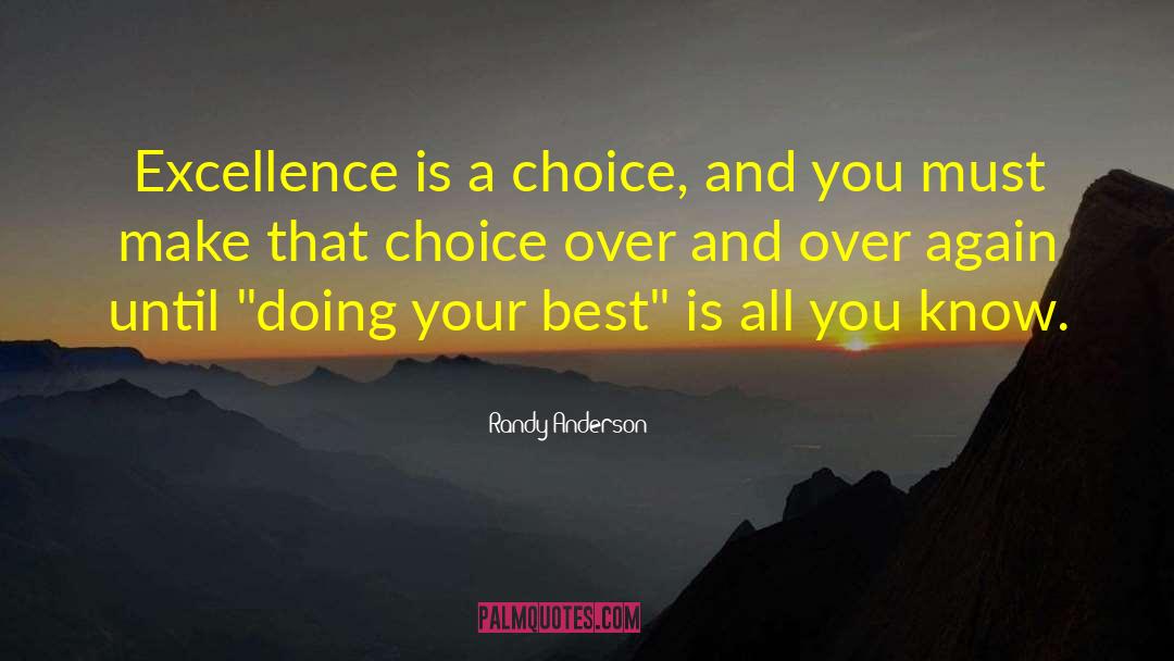 Randy Anderson Quotes: Excellence is a choice, and