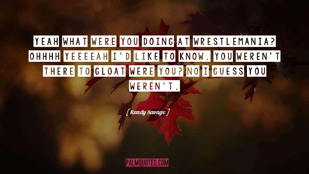 Randy Savage Quotes: Yeah what were you doing