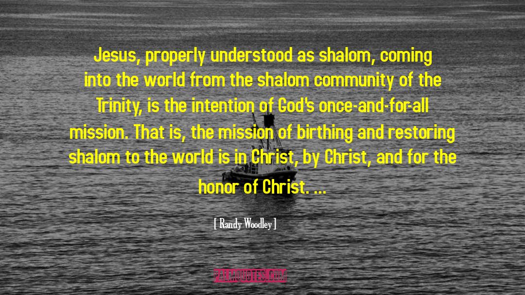 Randy Woodley Quotes: Jesus, properly understood as shalom,
