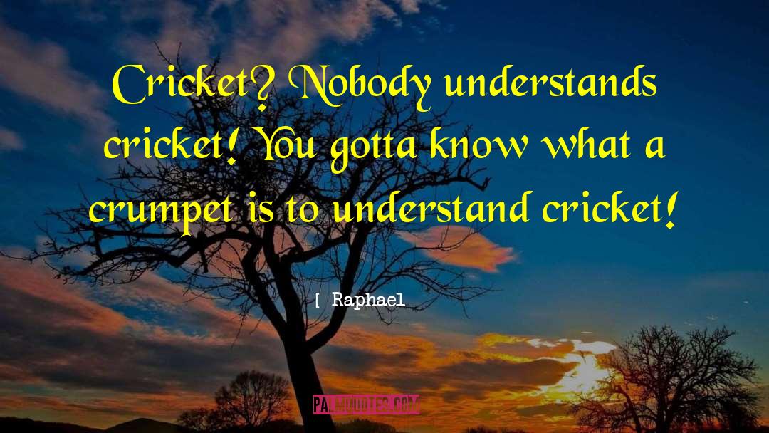 Raphael Quotes: Cricket? Nobody understands cricket! You