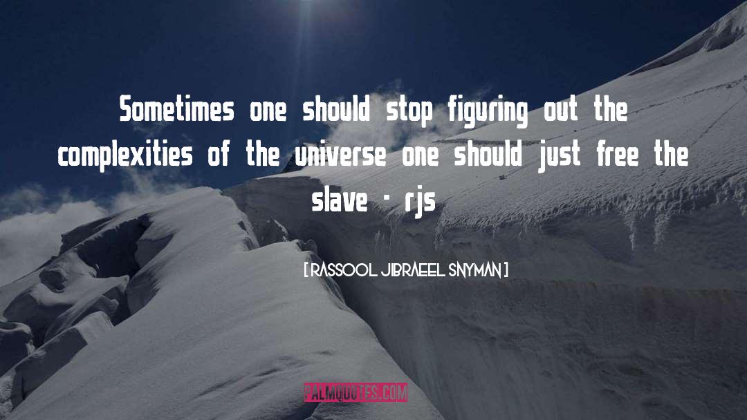 Rassool Jibraeel Snyman Quotes: Sometimes one should stop figuring