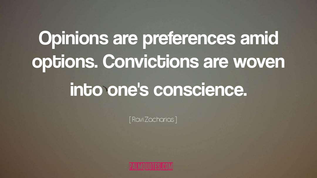 Ravi Zacharias Quotes: Opinions are preferences amid options.