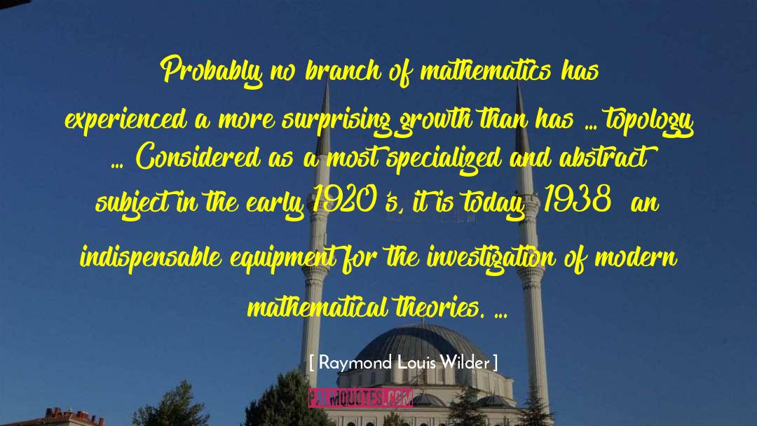 Raymond Louis Wilder Quotes: Probably no branch of mathematics