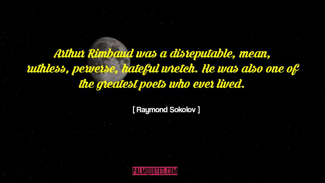 Raymond Sokolov Quotes: Arthur Rimbaud was a disreputable,