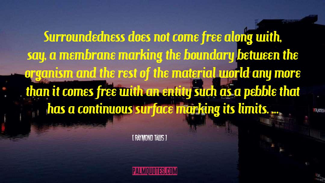 Raymond Tallis Quotes: Surroundedness does not come free