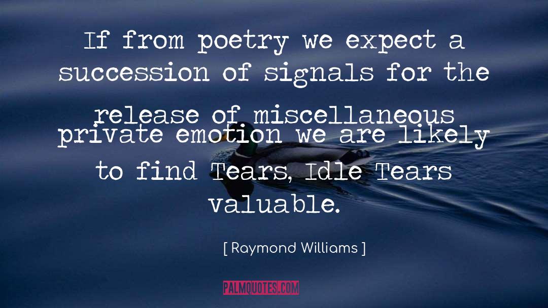 Raymond Williams Quotes: If from poetry we expect