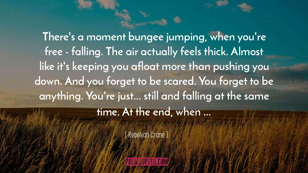 Rebekah Crane Quotes: There's a moment bungee jumping,