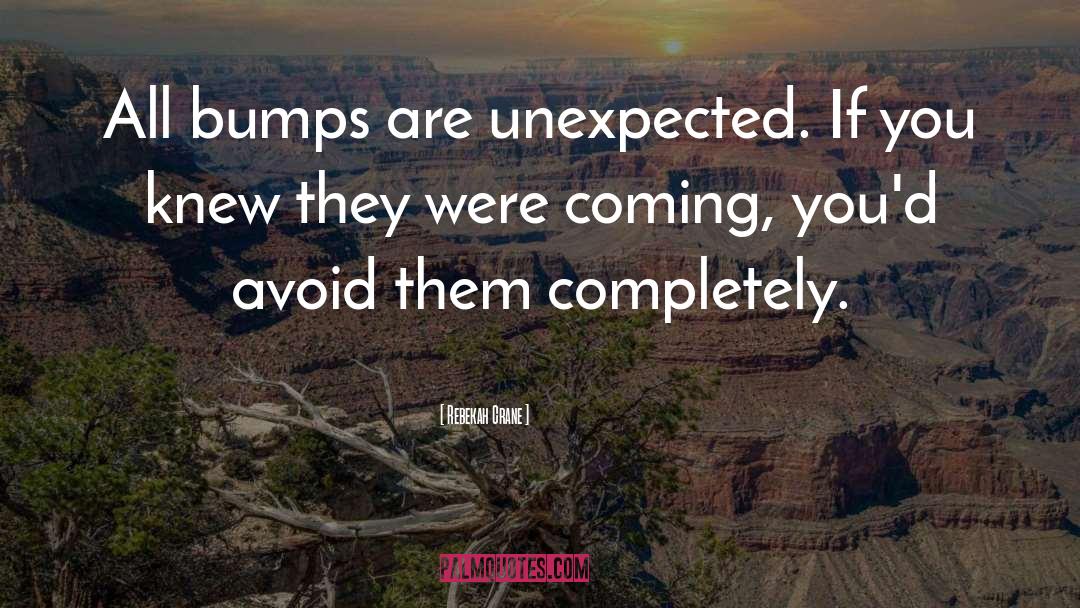 Rebekah Crane Quotes: All bumps are unexpected. If