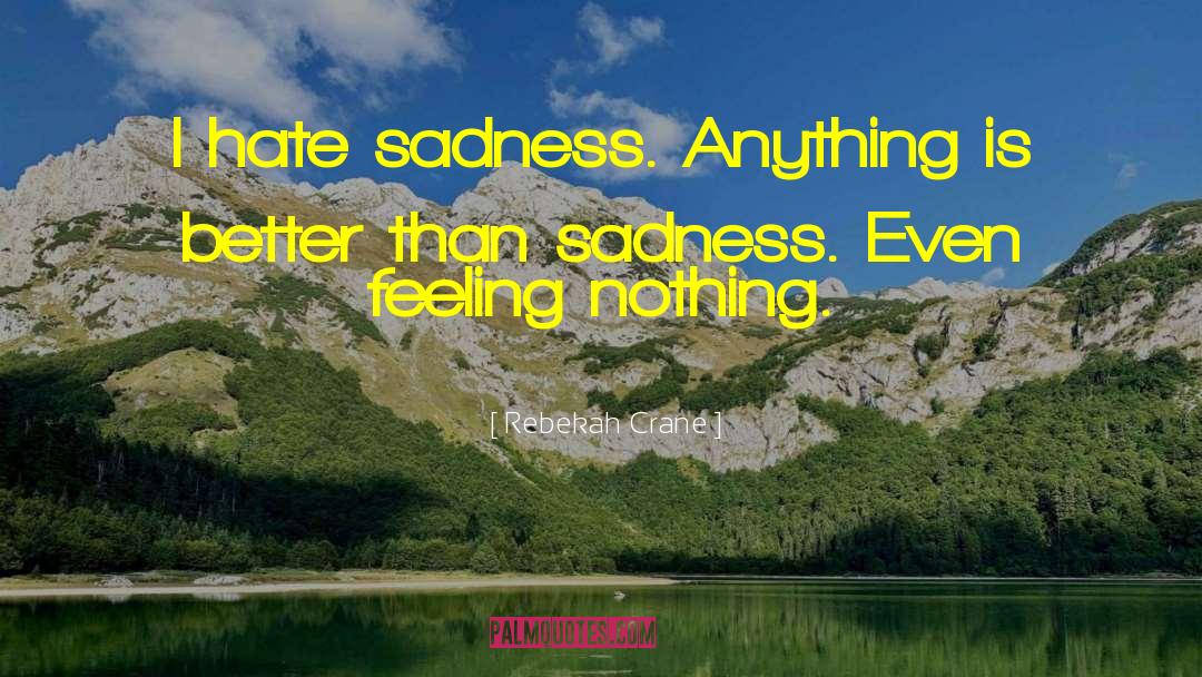 Rebekah Crane Quotes: I hate sadness. Anything is