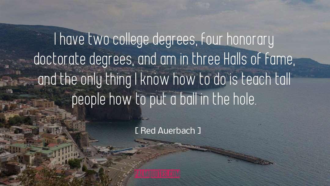 Red Auerbach Quotes: I have two college degrees,