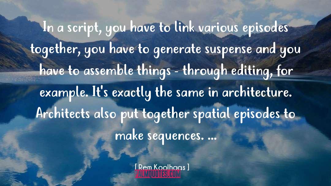 Rem Koolhaas Quotes: In a script, you have
