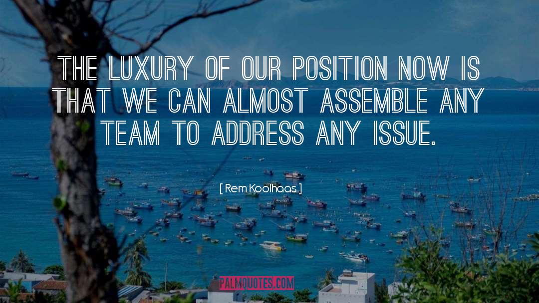 Rem Koolhaas Quotes: The luxury of our position