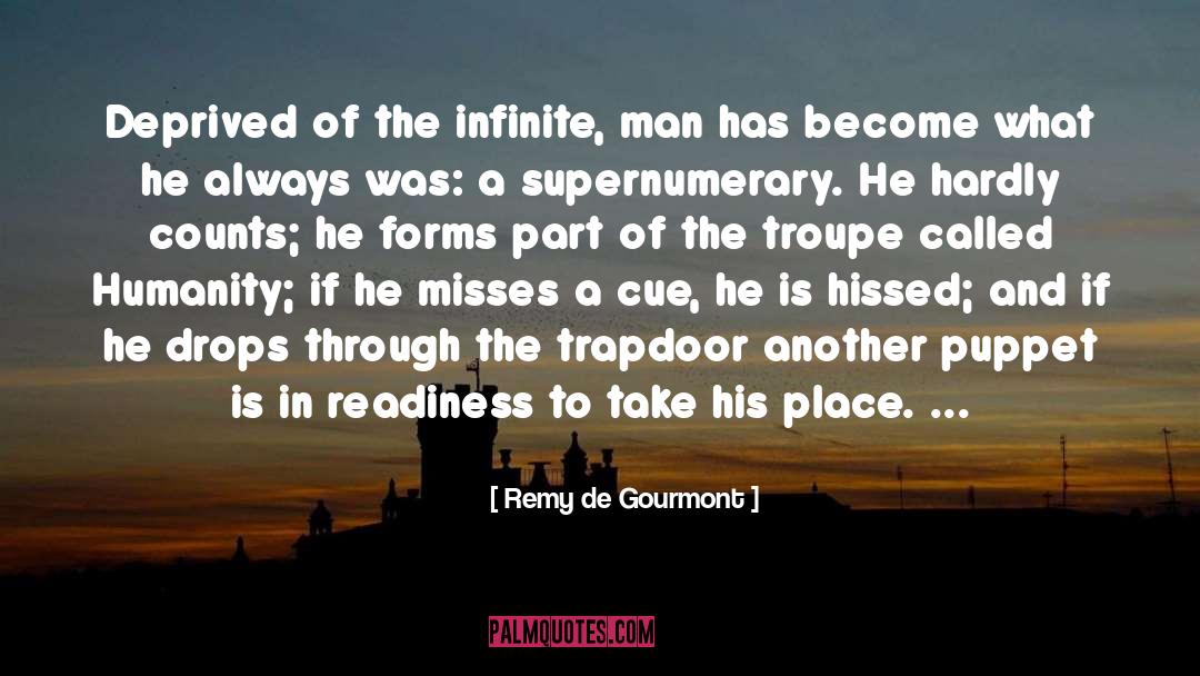 Remy De Gourmont Quotes: Deprived of the infinite, man